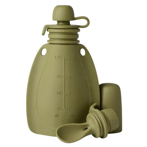 Smoothie flaske m/ske og beskyttelseskappe - Moss Green