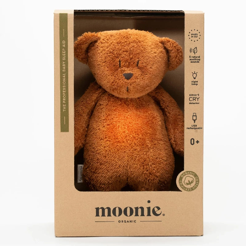 Moonie økologisk brummende bjørn m. Lampe - caramel natur