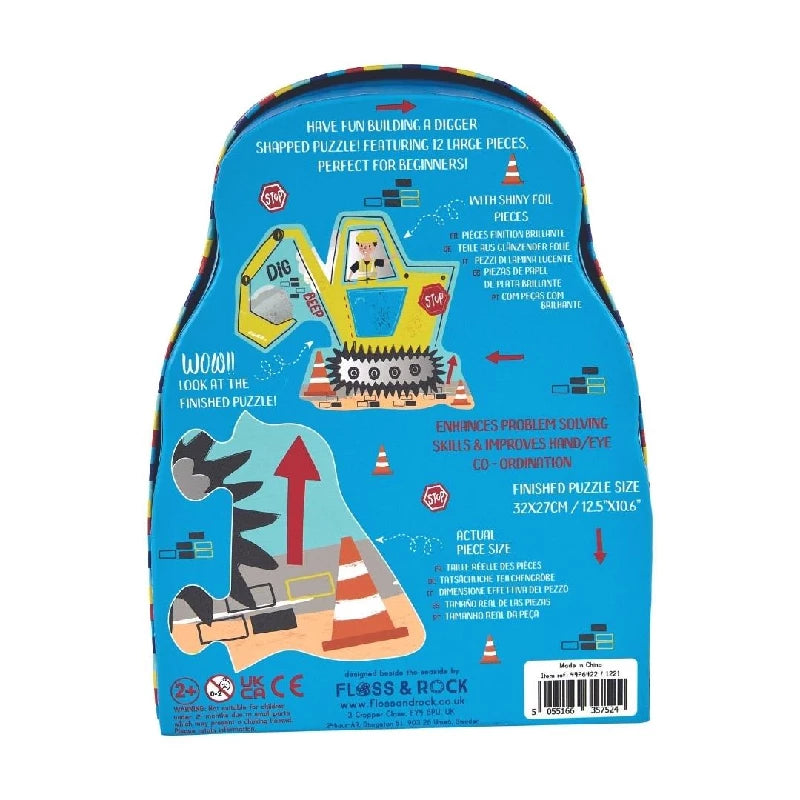 Puslespil m. formet motiv & æske 12 brikker - Digger