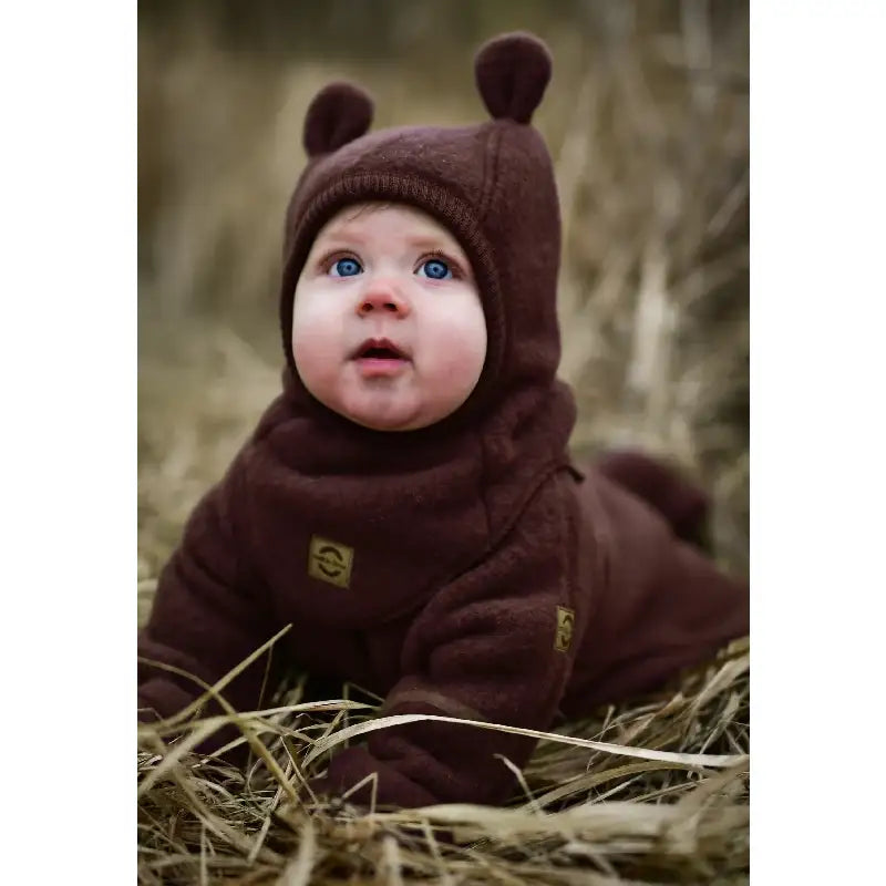 Mikk-Line Uldhue m. Ører - Dark Brown Melange