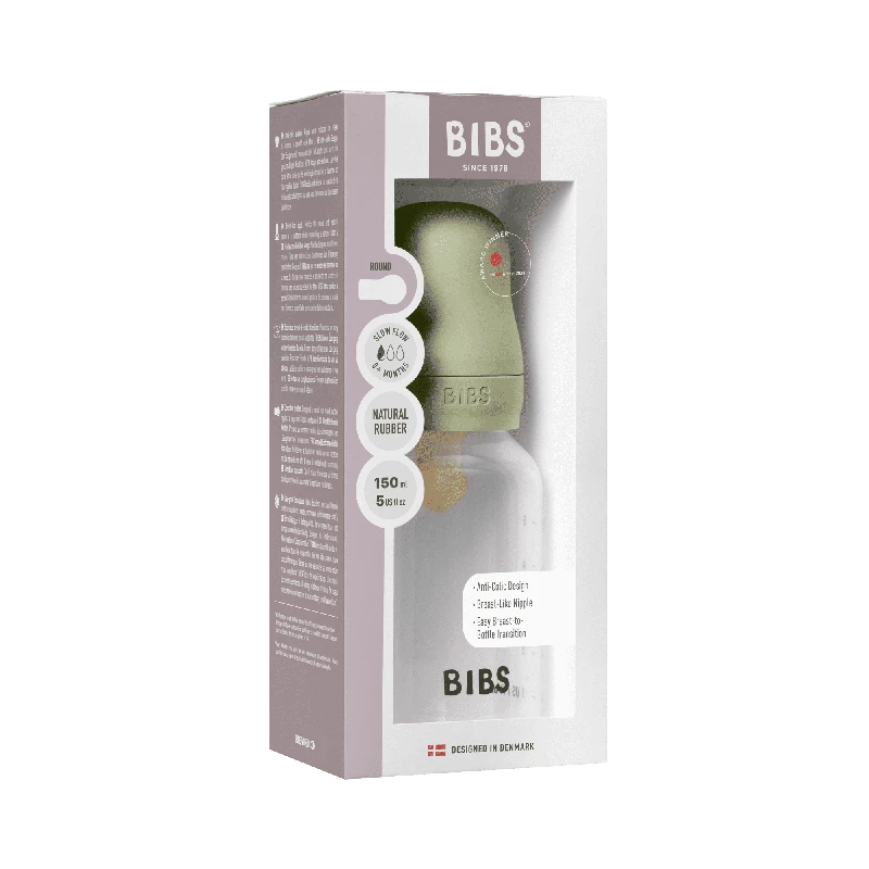 BIBS Baby Flaske Rund Latex 1 pack 150 ml Slow Flow Sage