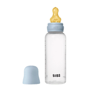 BIBS Baby Flaske Rund Latex 1 pack 270 ml Medium Flow Baby Blue