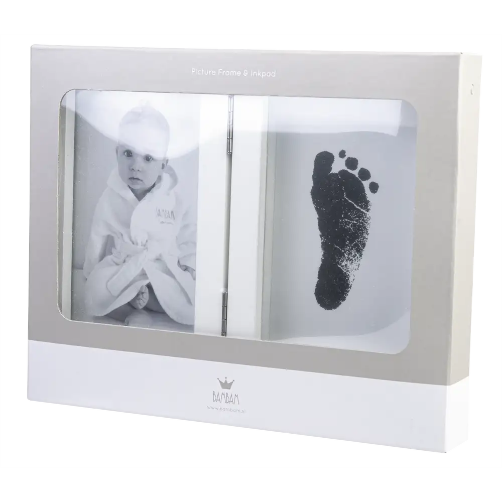 BAMBAM - Billedramme + Blæk Fod/Håndaftryksæt i Gaveæske