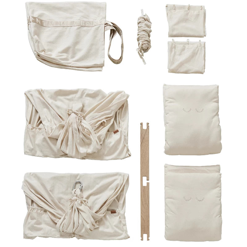 Membantu Premium tvillinge slyngevugge økologisk bomuld - beige