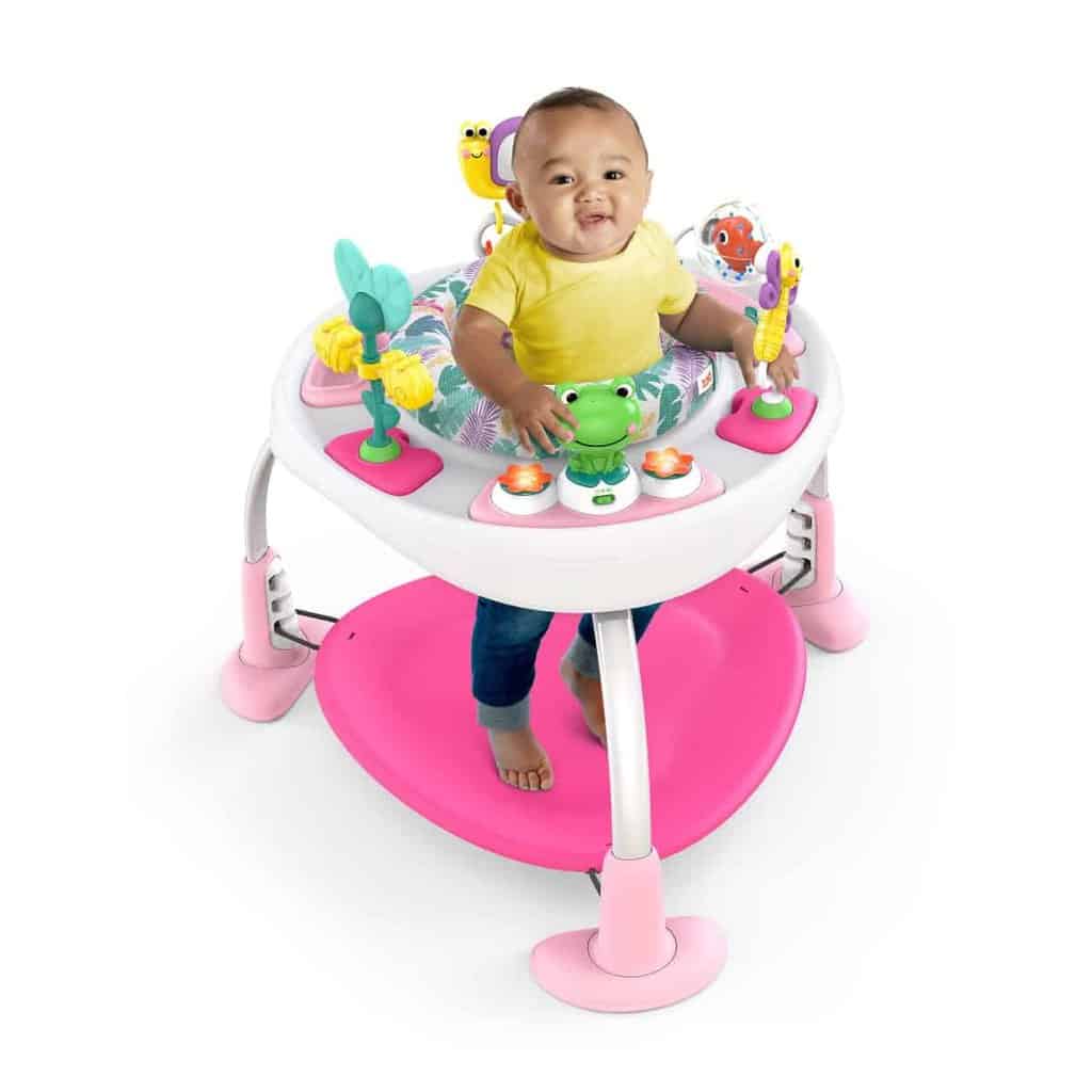 Bounce Bounce Baby™ 2 - i - 1 legetrampolin og bord pink