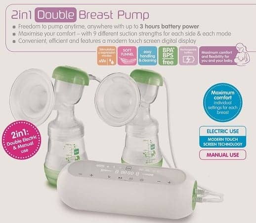 MAM 2-i-1 dobbelt elektrisk og manuel brystpumpe