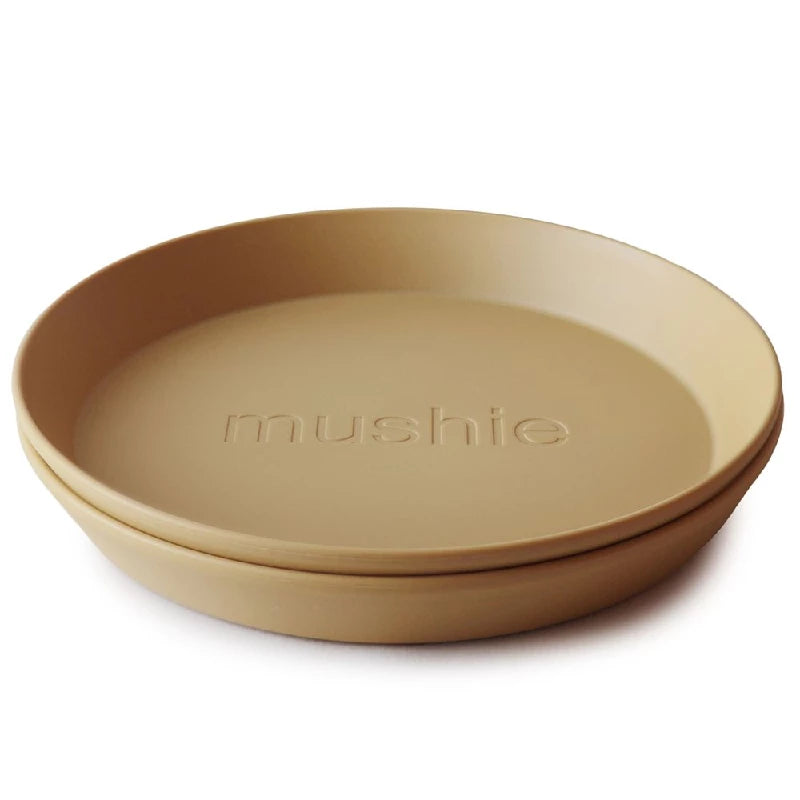 Mushie Rund Tallerken Mustard 2pcs