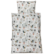 Baby sengelinned - dess. 1241 lys grå m/ veje og stopskilte