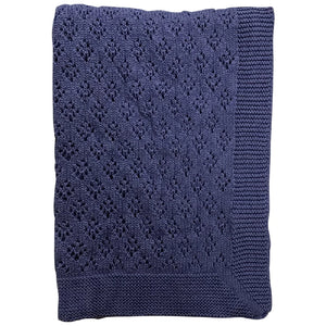 Baby plaid - bomuld strikket Imp. 81A - mellemblå