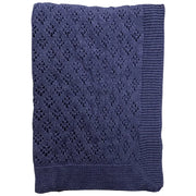 Baby plaid - bomuld strikket Imp. 81A - mellemblå