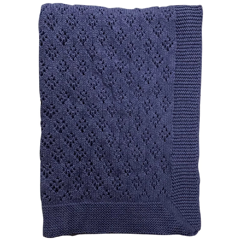 Baby plaid - bomuld strikket Imp. 81A - mellemblå