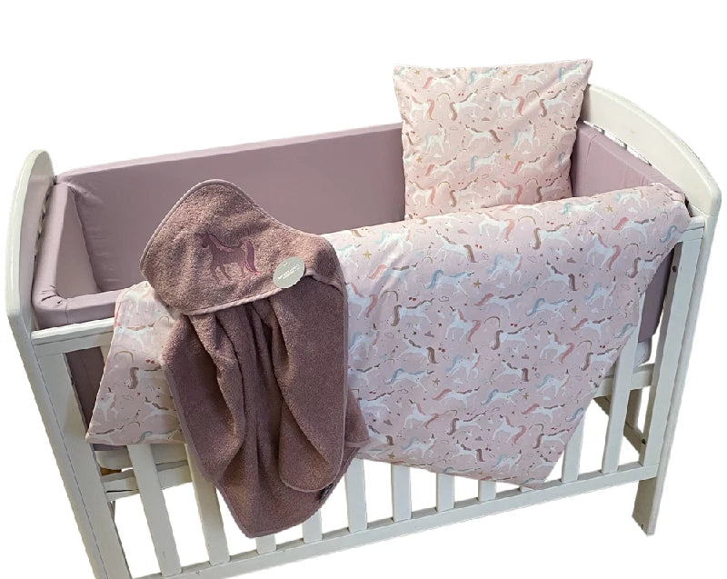 NM Baby sengelinned - rosa enhjørninger m/ farvet hår