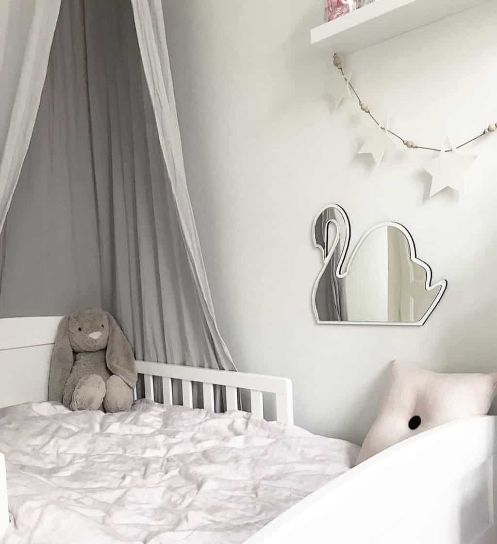 Maseliving svane spejl - hvid