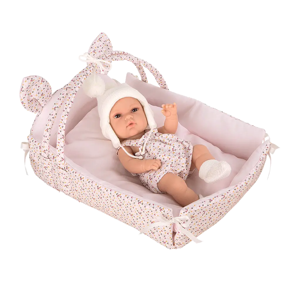 Arias Dukke Elegance 33 cm inkl babynest.