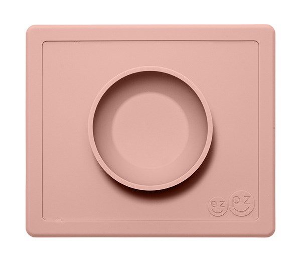Ezpz dækkeserviet og skål i ét - Happy Bowl - Støvet Rosa
