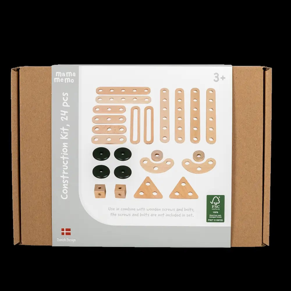 MAMAMEMO® BYGGEDELE - 24 DELE - TRÆ