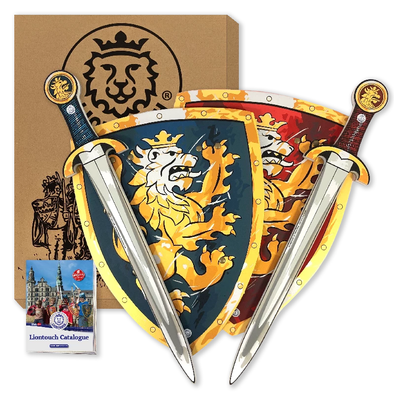 Liontouch Noble Knight gavesæt for 2 med sværd og skjold i rød og blå