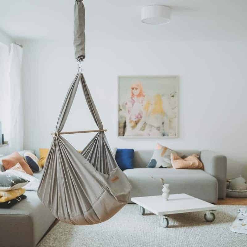 NONOMO® Nordic slyngevugge med kapokmadras - grå inkl. karmbeslag