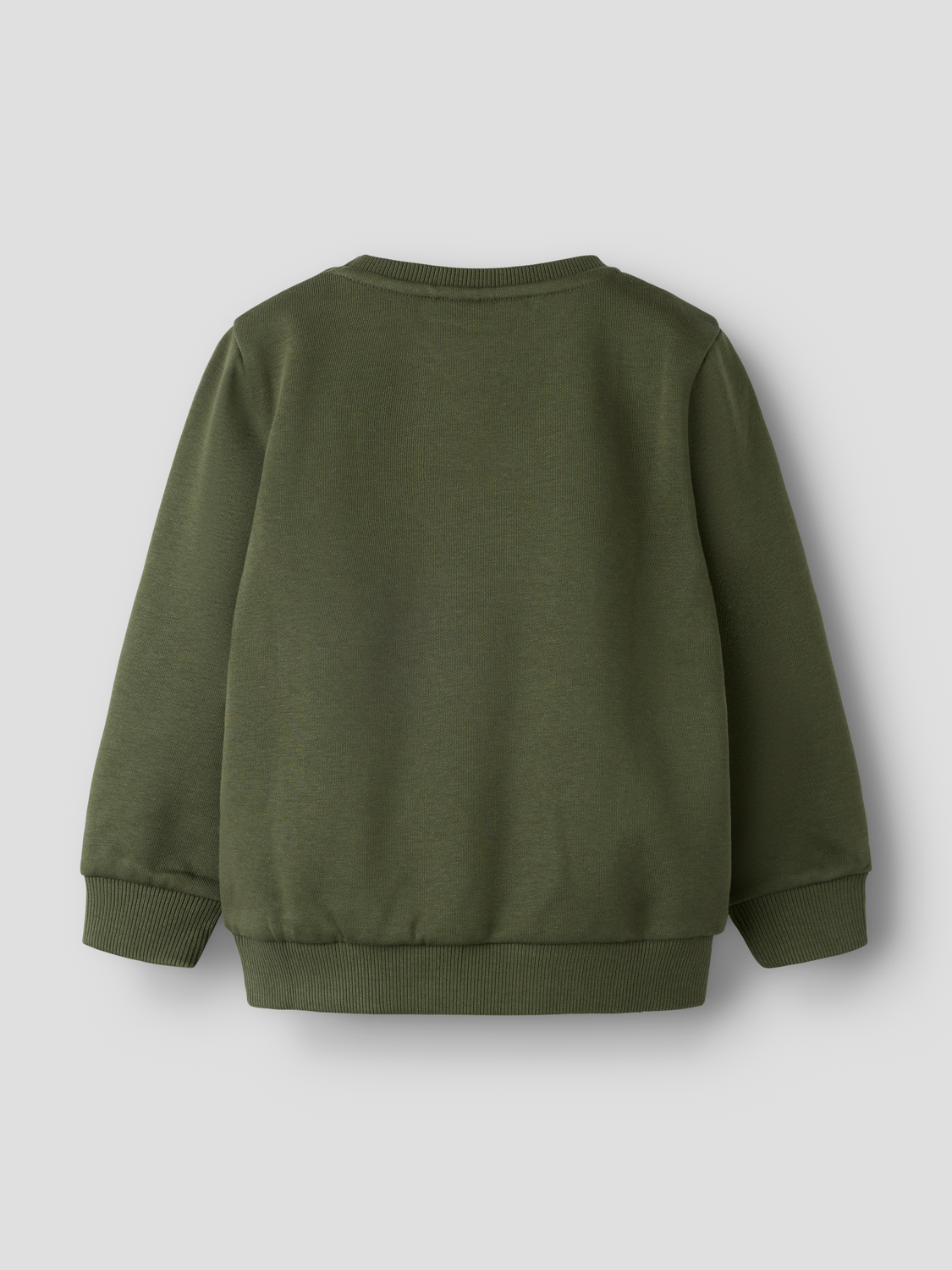 Name It Ensfarvet sweatshirt til mini dreng med lille bamsemotiv foran