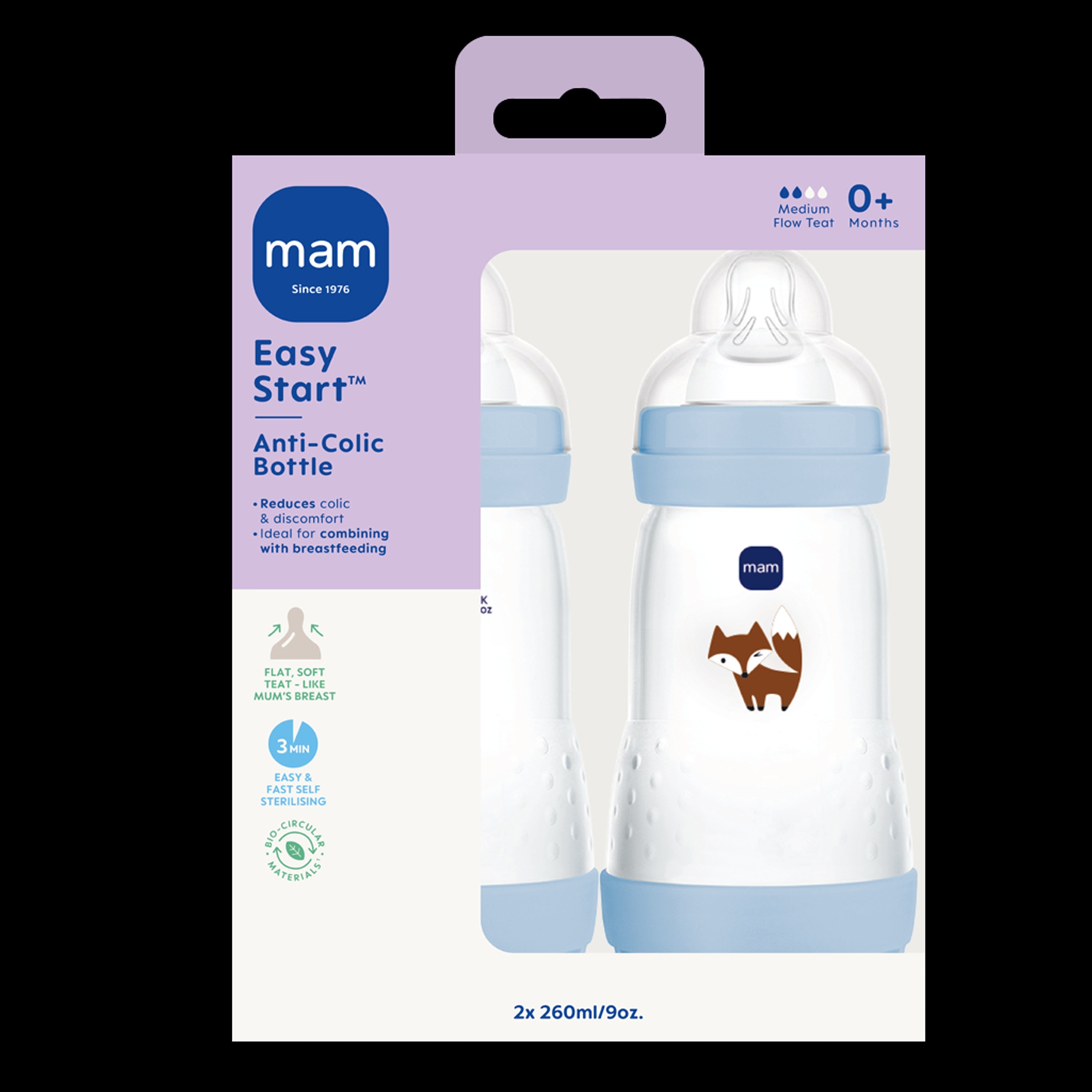 MAM Easy Start Anti - Colic 260ml 2 pak - Blå