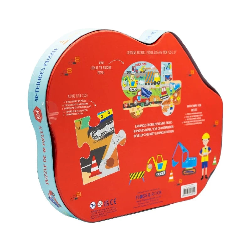 Puslespil m. formet motiv & æske 40 brikker - Constrcution