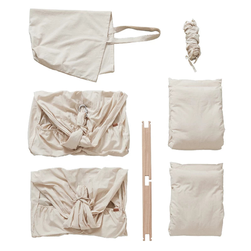 Membantu Basic tvillinge slyngevugge økologisk bomuld - beige