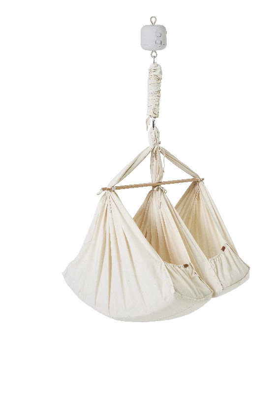 Membantu Basic tvillinge slyngevugge økologisk bomuld - beige