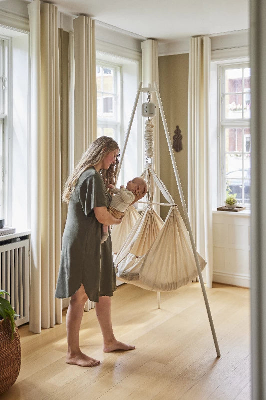 Membantu Basic tvillinge slyngevugge økologisk bomuld - beige