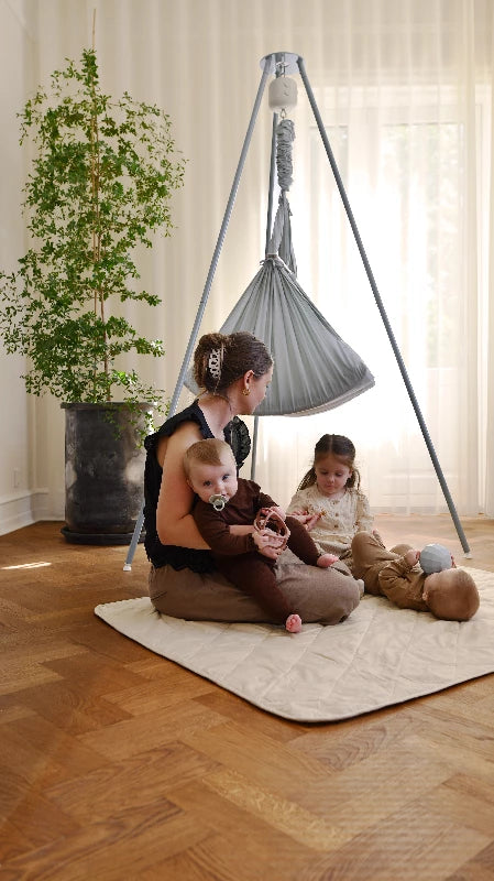 Membantu Basic tvillinge slyngevugge økologisk bomuld - grå