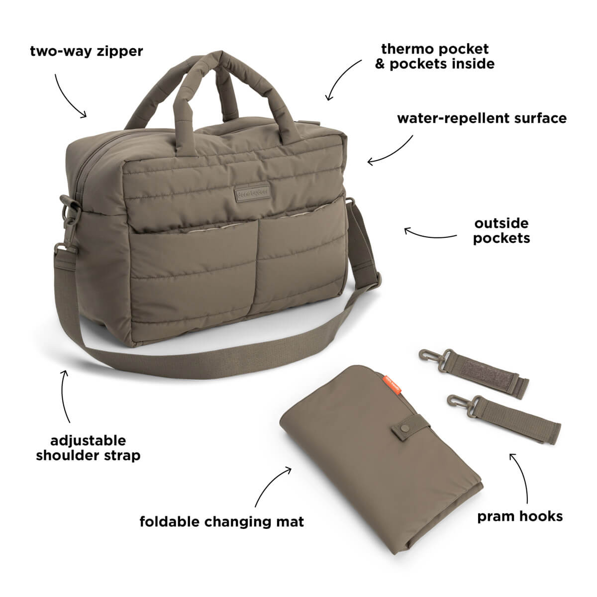 Done by Deer Quiltet pusletaske - Taupe