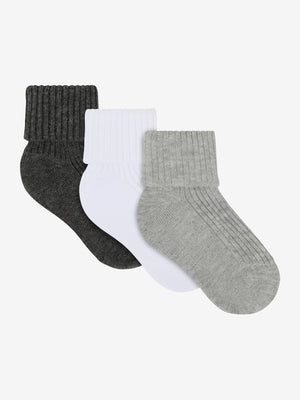 Minymo Rib Sokker 3-pak - Light Grey Melange