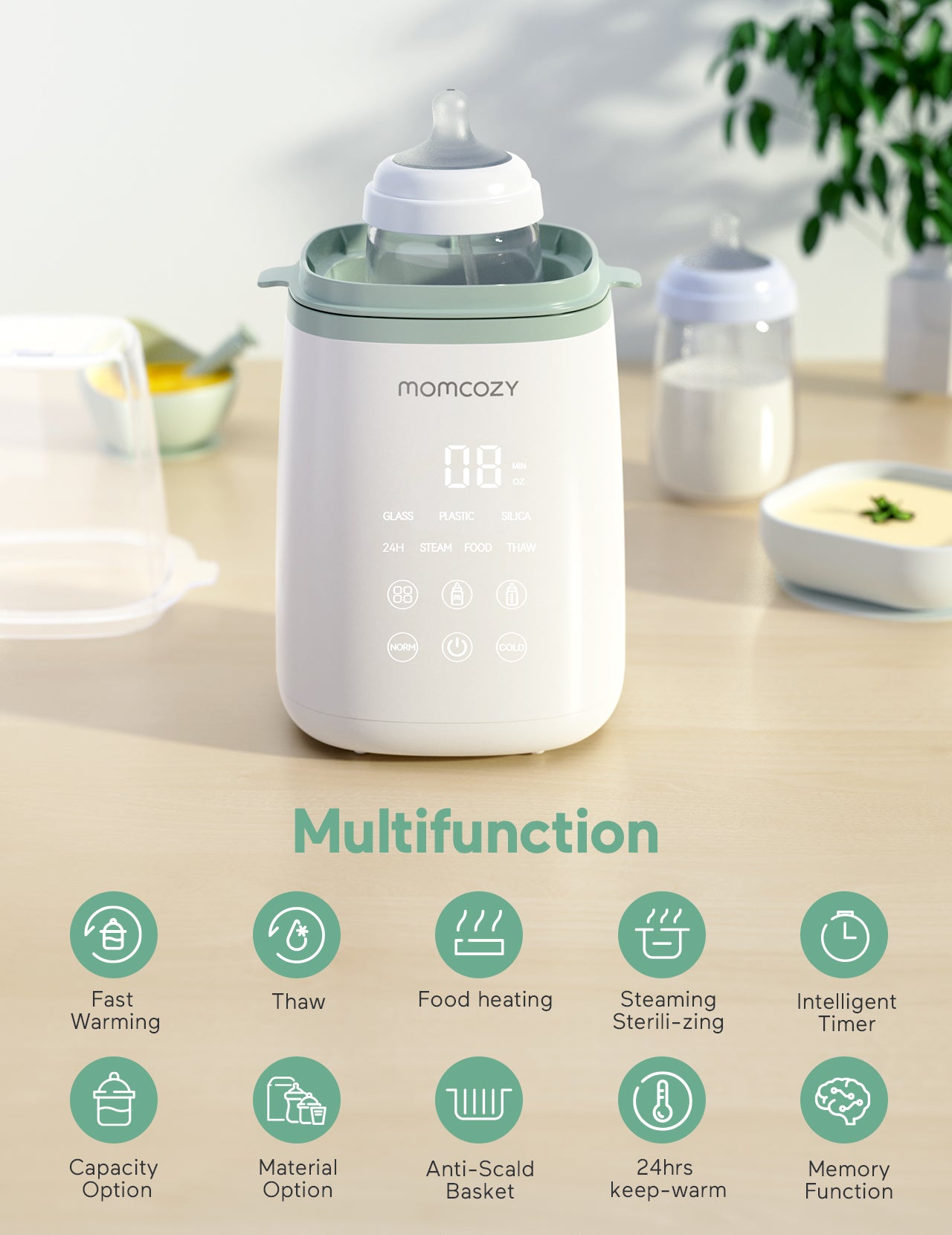 Momcozy 6-i-1 hurtig flaskevarmer