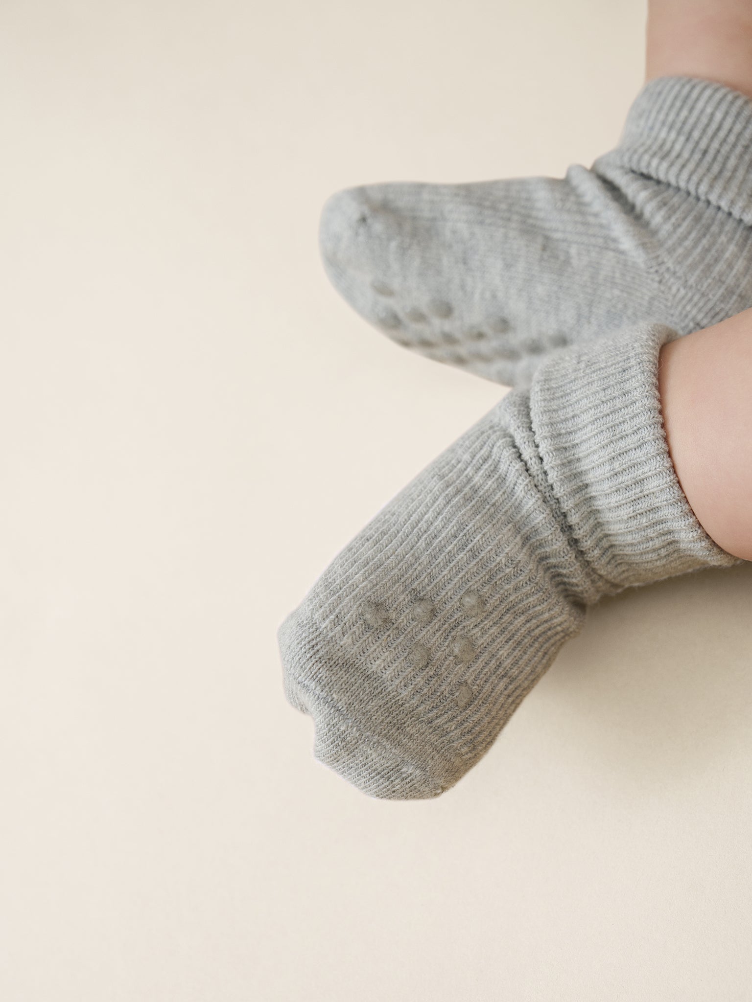 Baby rib sock m. ABS (2-pack) - Light Grey