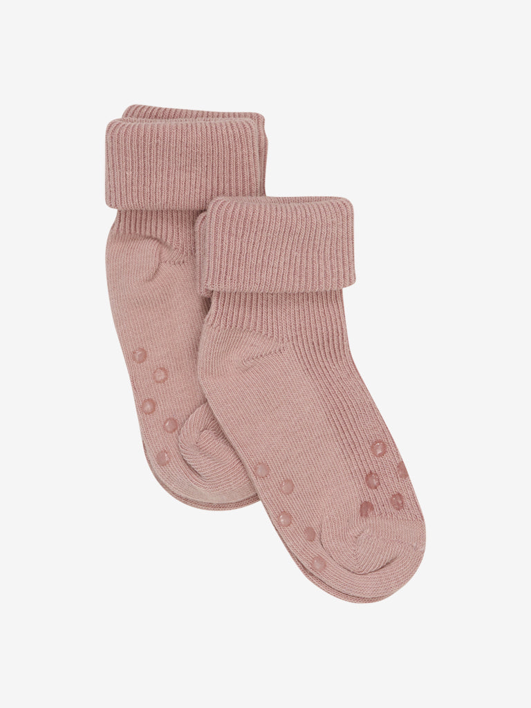 Baby rib sock m. ABS (2-pack) - Rose Cloud