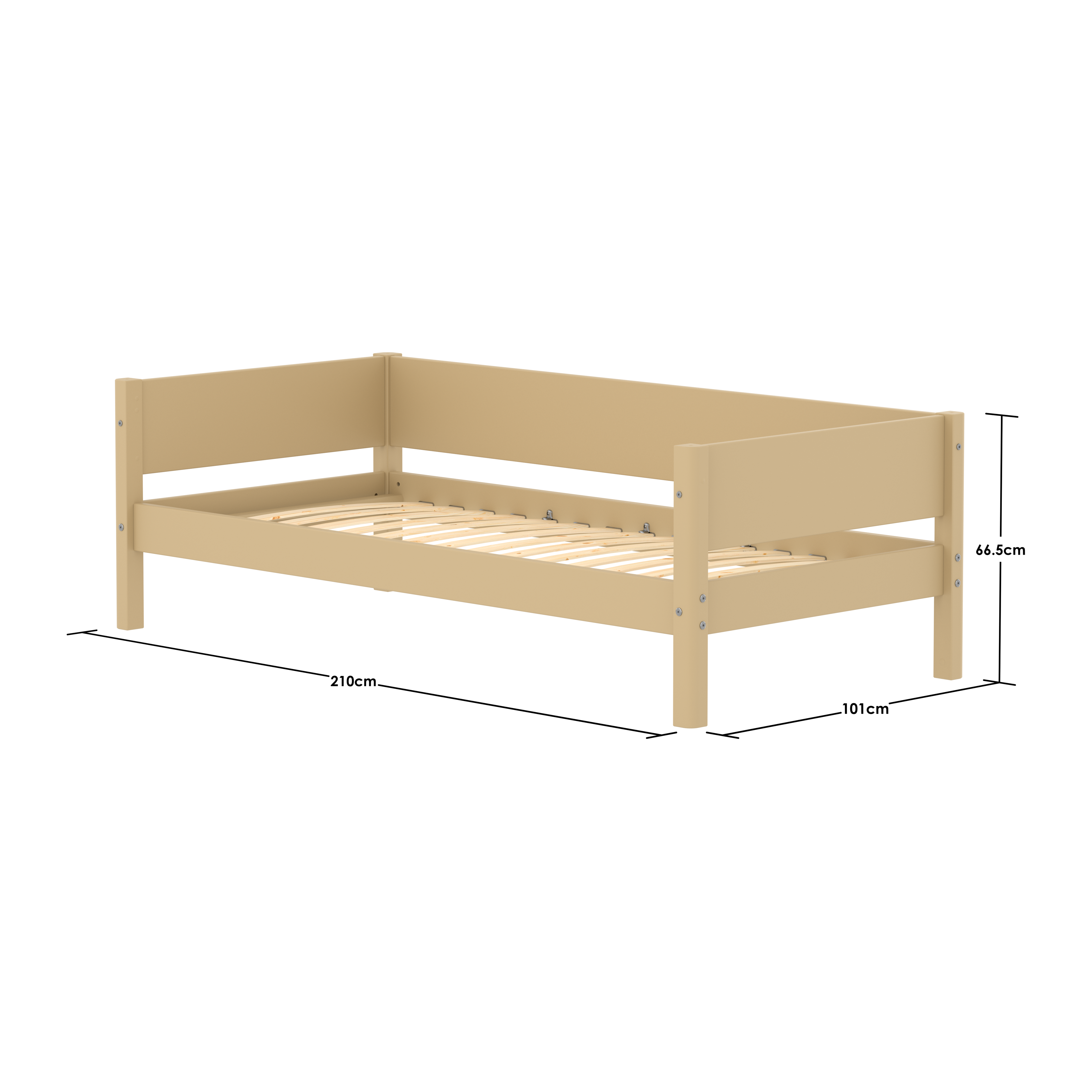 FLEXA WHITE Enkeltseng 90x200 cm m. baggavl - Sand