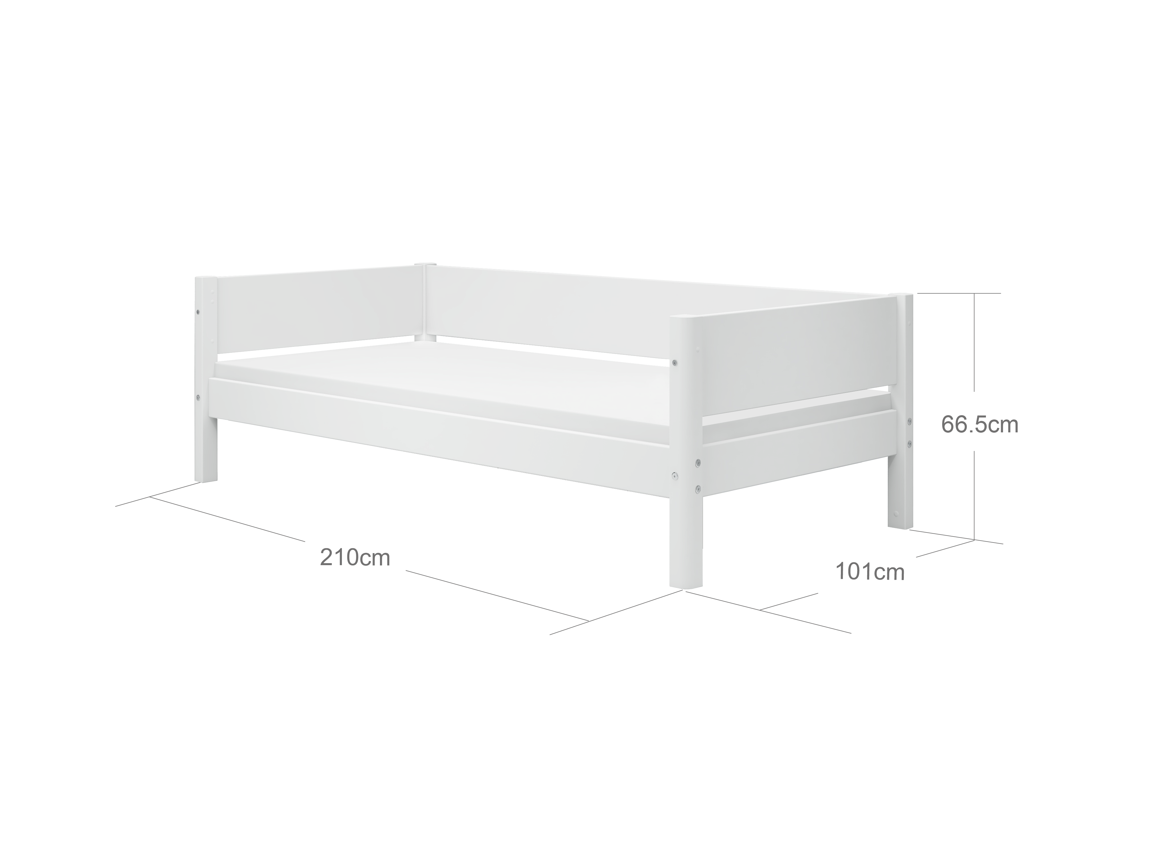 FLEXA WHITE Enkeltseng 90x200 cm m. baggavl - Hvid