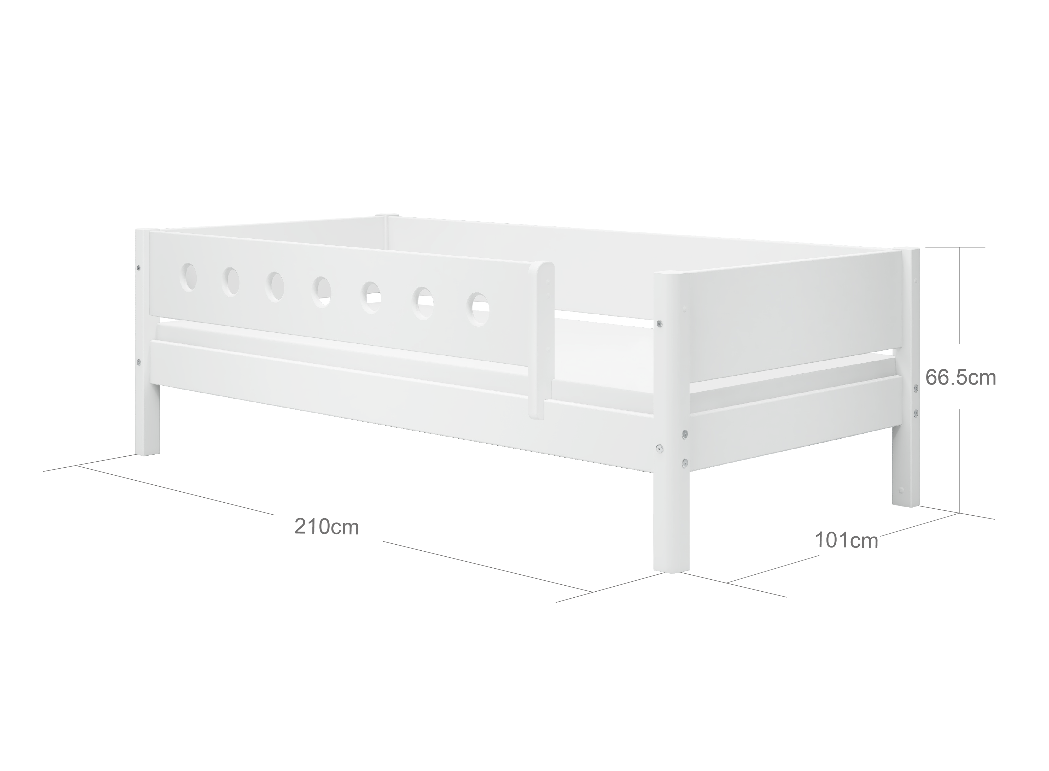 FLEXA WHITE Enkeltseng 90x200 cm m. dots sengehest - Hvid