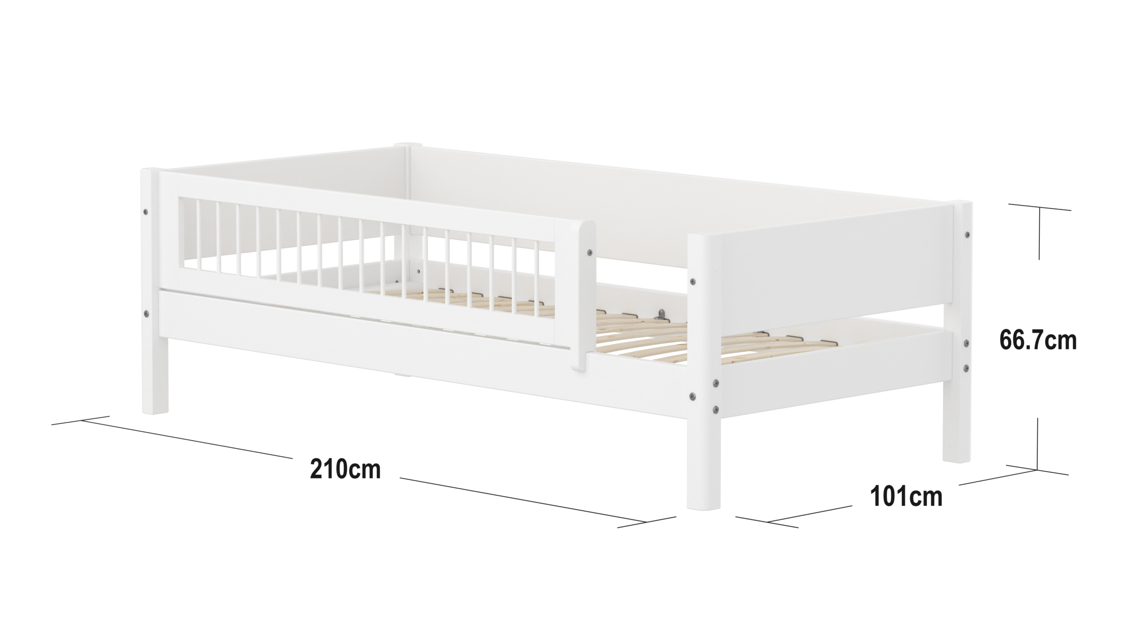 FLEXA WHITE Enkeltseng 90x200 cm m. crossbar sengehest - Hvid