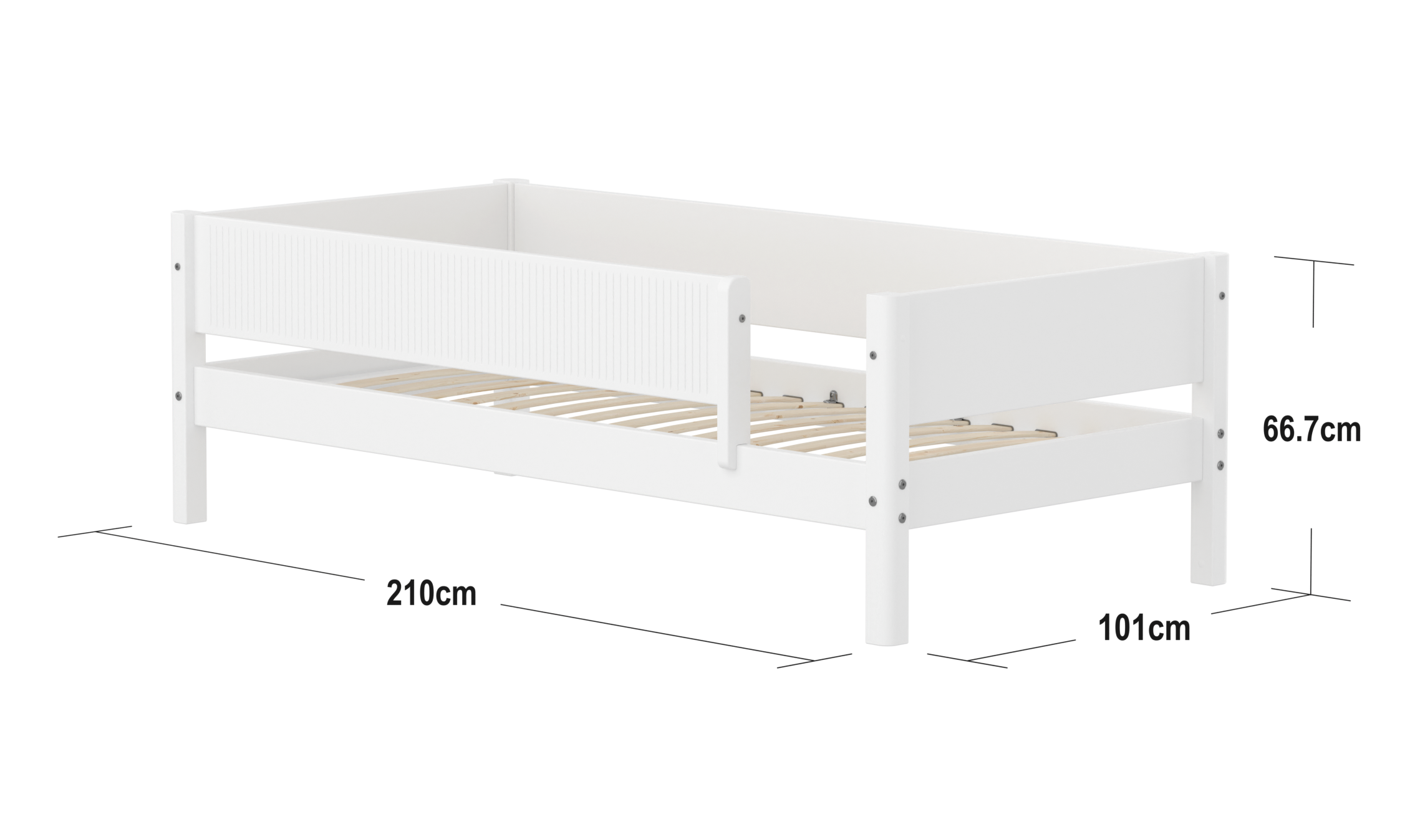 FLEXA WHITE Enkeltseng 90x200 cm m. grooves sengehest - Hvid