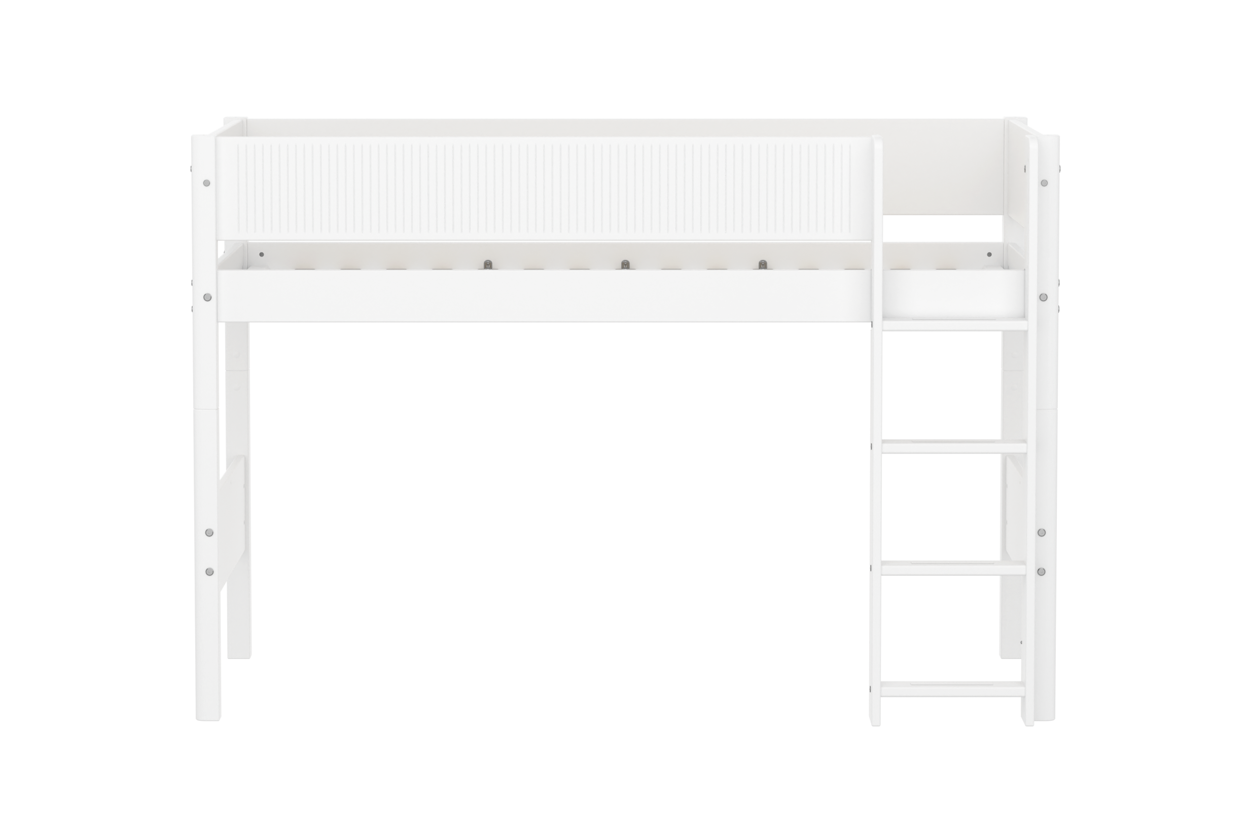 FLEXA WHITE Mellemhøj seng 143 cm med stige og grooves sengehest 90x200 cm- Hvid