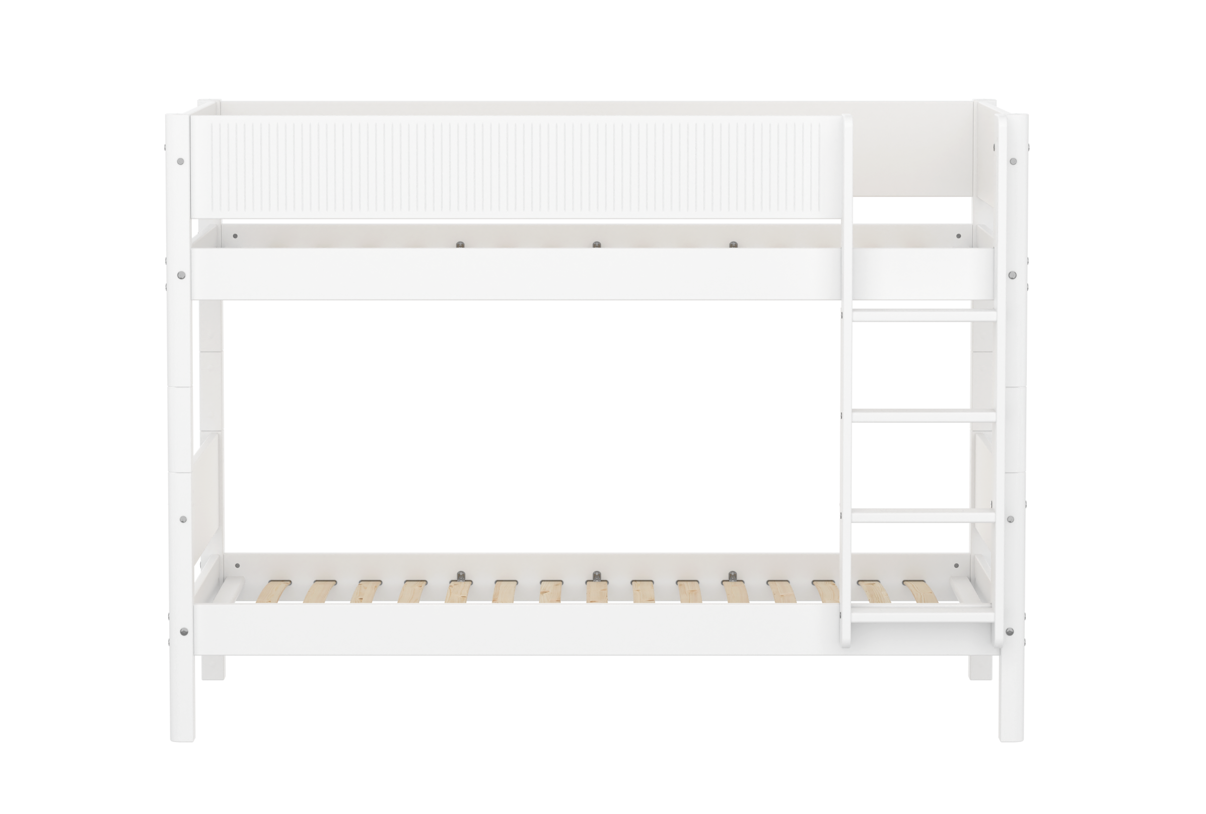 FLEXA WHITE Køjeseng 154 cm med stige og grooves sengehest  90x200 cm- Hvid