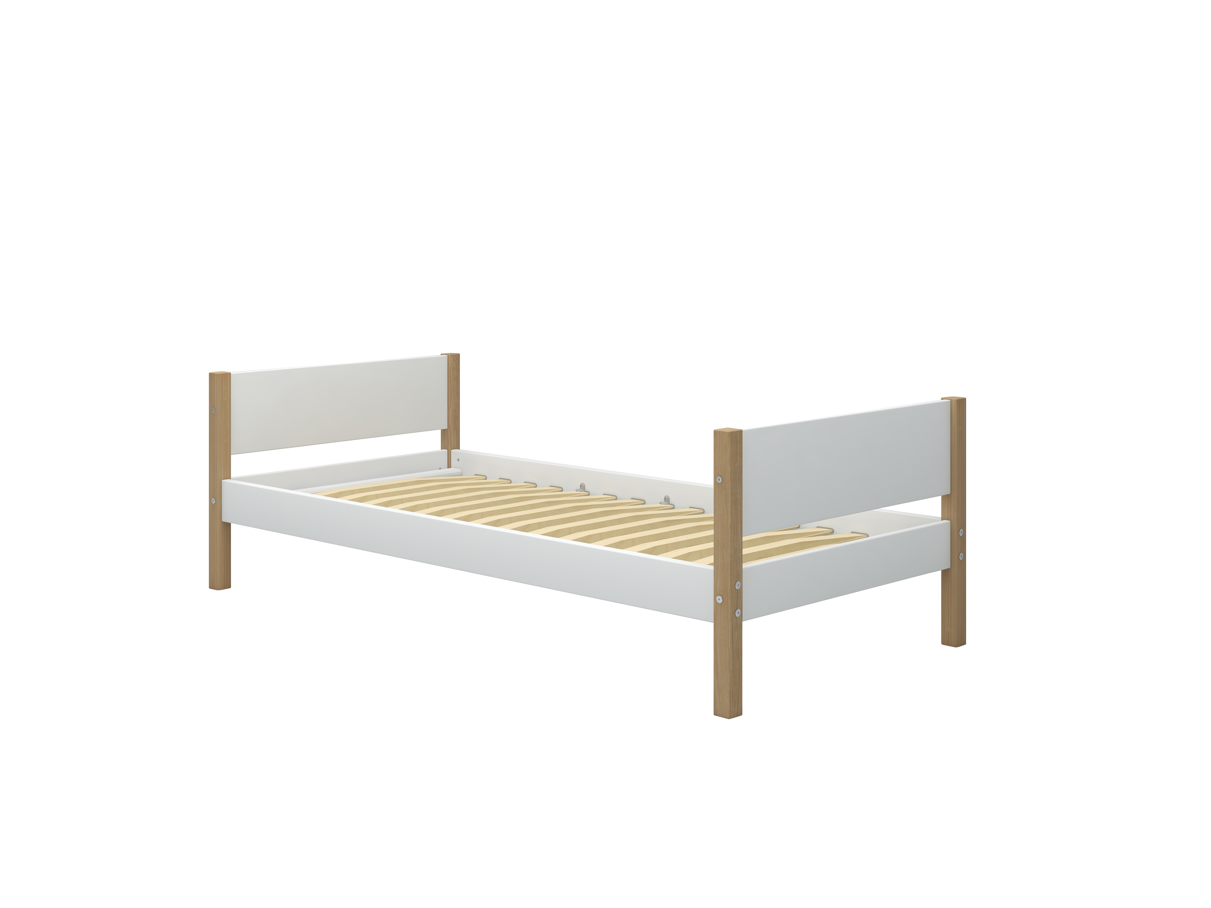 FLEXA NOR Enkeltseng 90x200 cm - Hvid/eg