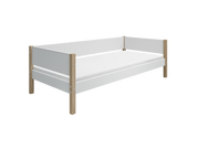 FLEXA NOR Enkeltseng 90x200 cm m. baggavl - Hvid/eg