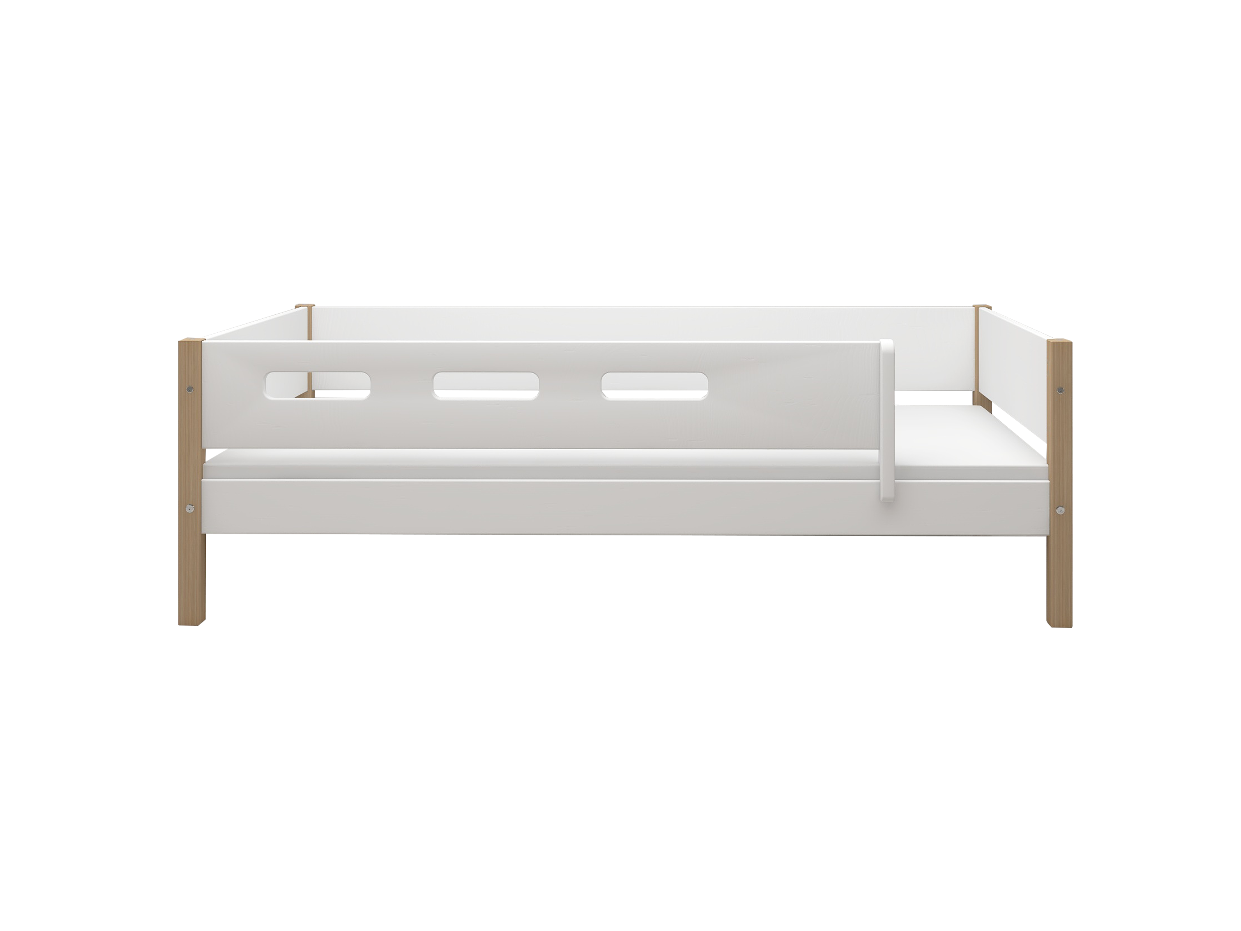 FLEXA NOR Enkeltseng  90x200 cm m. cut out sengehest - Hvid/eg