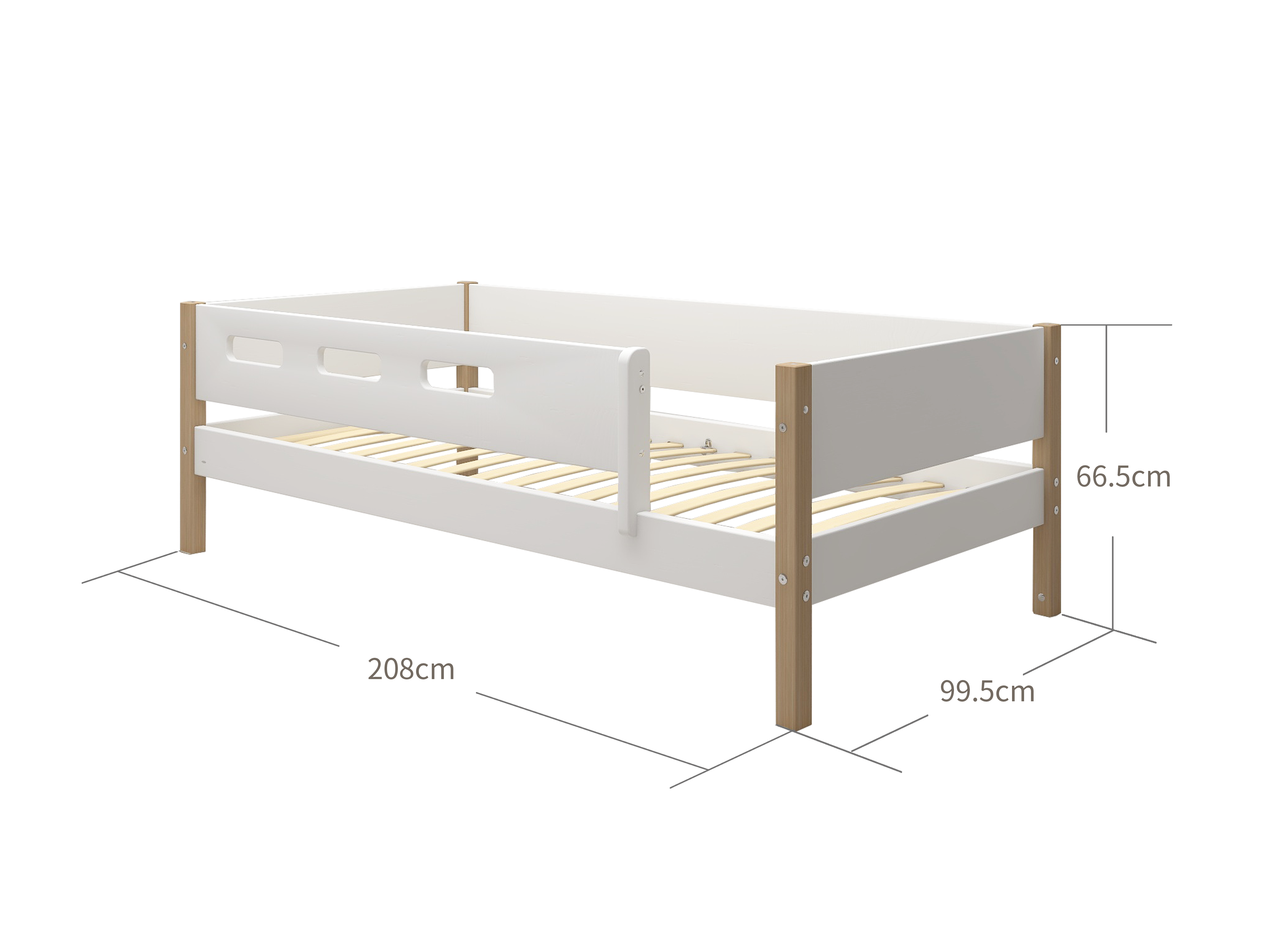 FLEXA NOR Enkeltseng  90x200 cm m. cut out sengehest - Hvid/eg