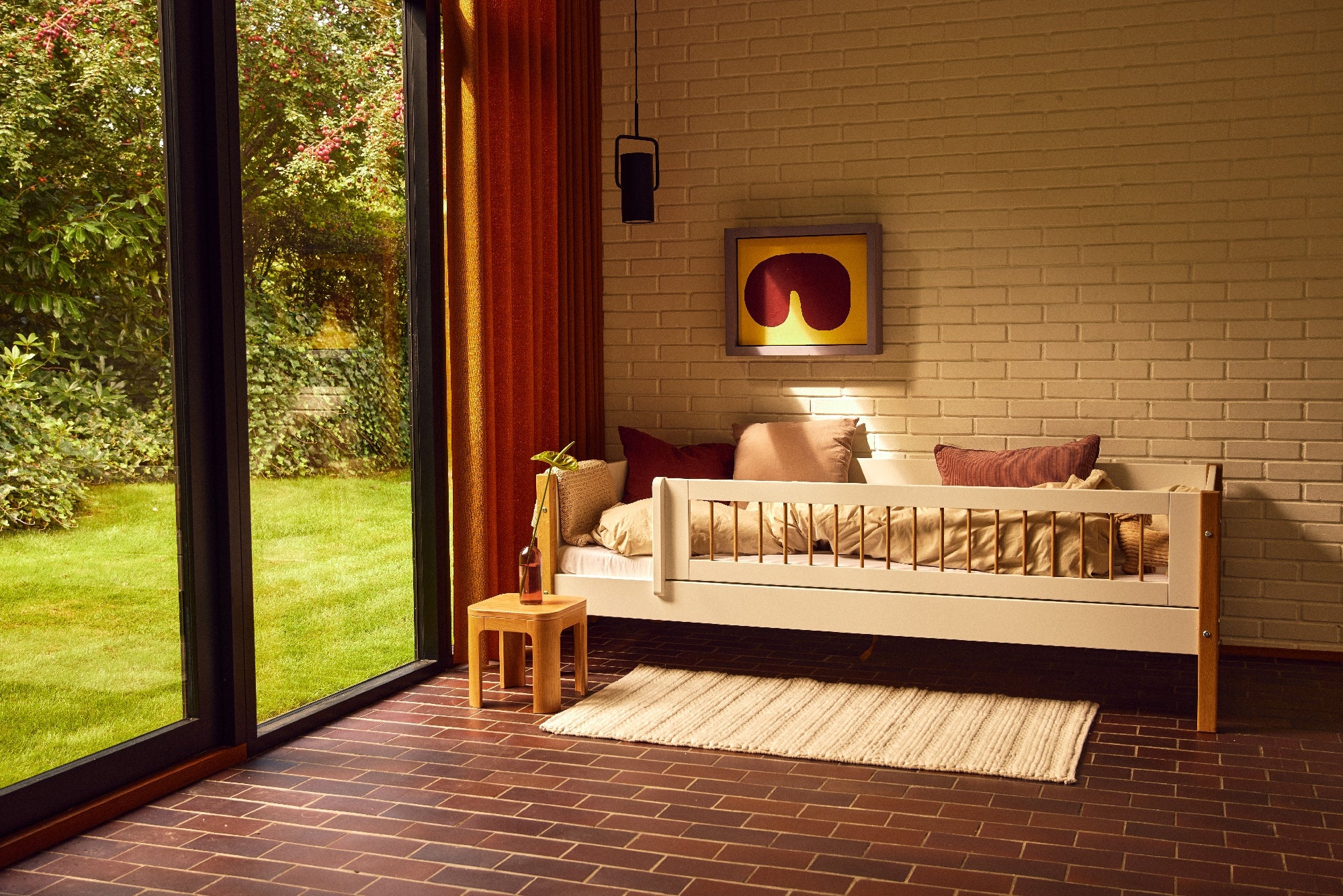 FLEXA NOR Enkeltseng  90x200 cm m. crossbar sengehest - Hvid/eg