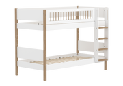 FLEXA NOR Køjeseng 154 cm med stige og crossbar sengehest  90x200 cm - Hvid/eg