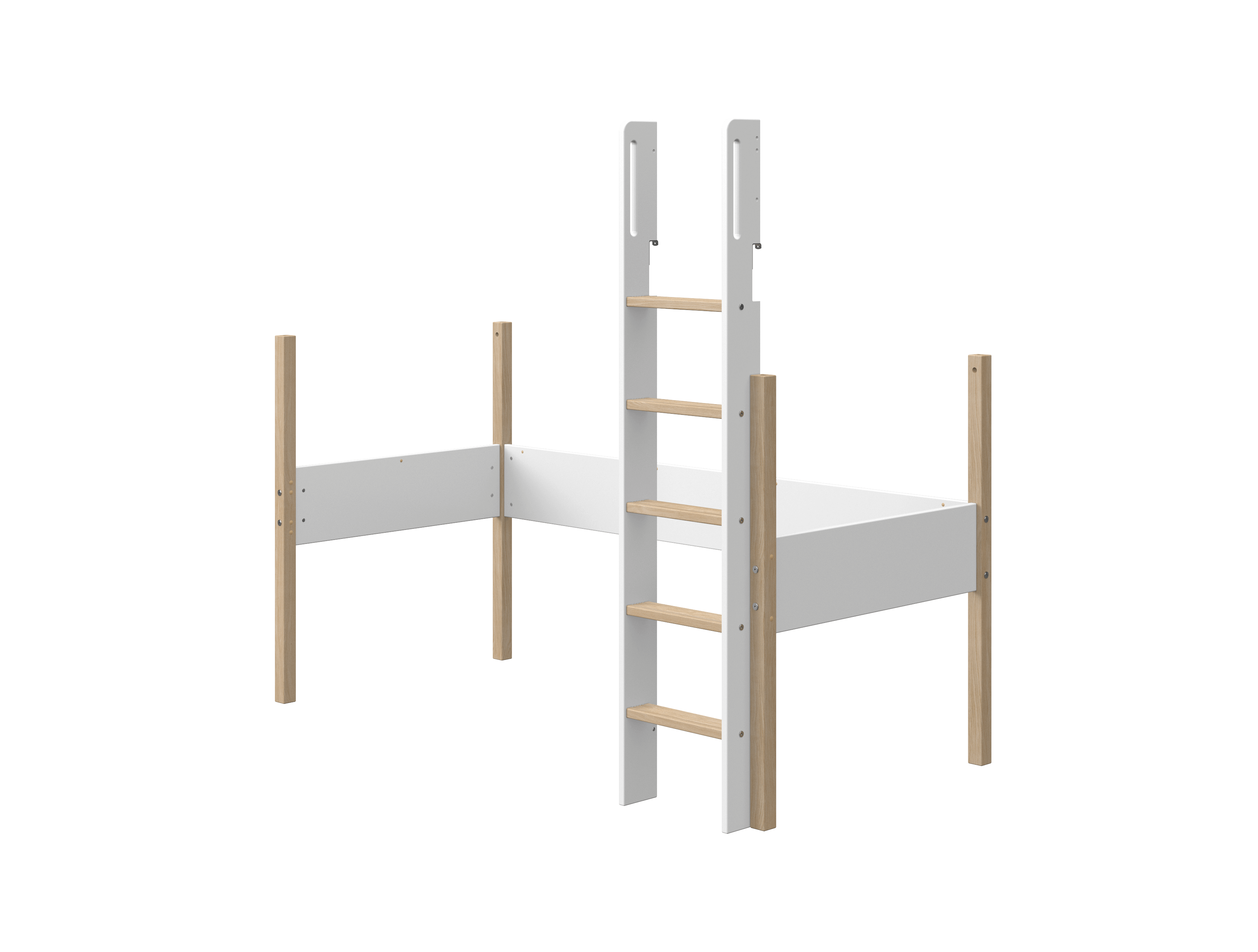 FLEXA NOR Stige, ben og sengegavl - Hvid/eg