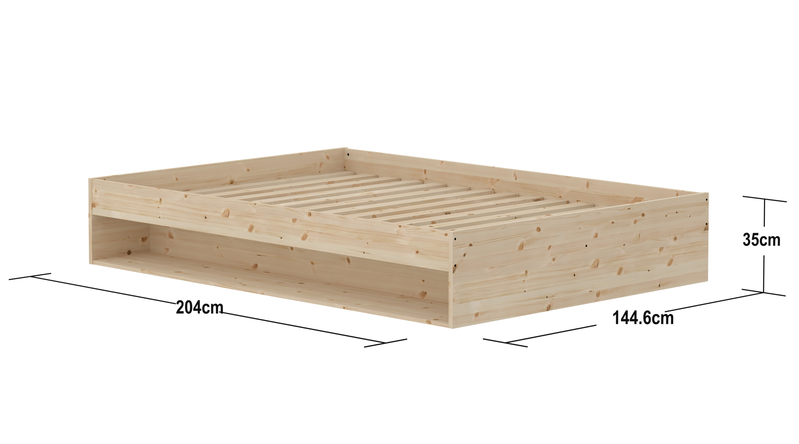 Flexa Grow gulvseng med hylde - 144,5x204cm