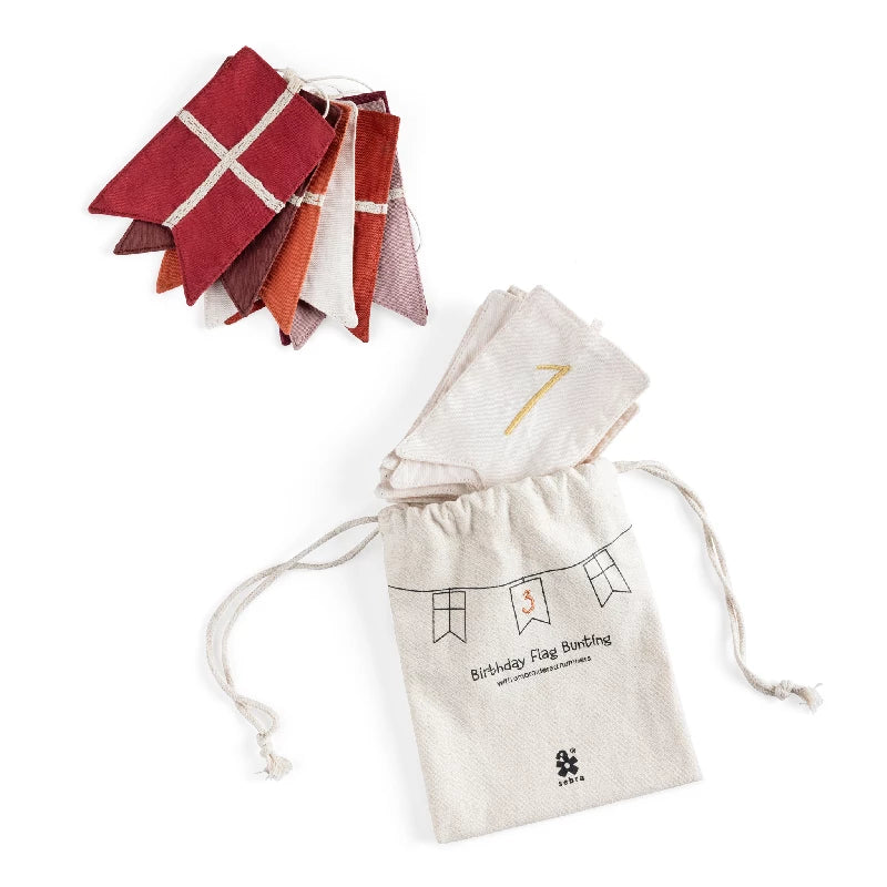 Fødselsdags flagranke tal 0-9 økologisk bomuld